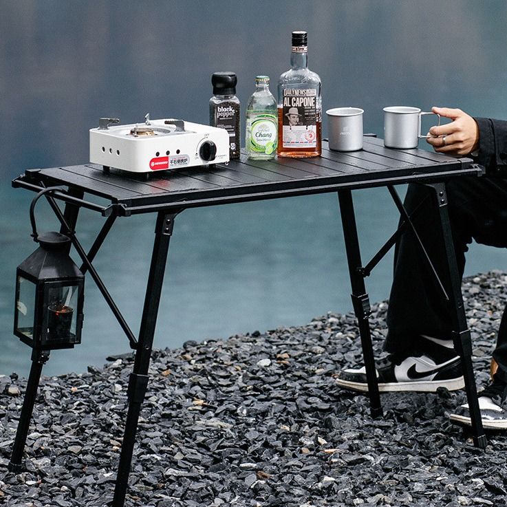 Outdoor Camping Aluminium Alloy Lipat Telur Roll Meja Langsing Dan Minimalis